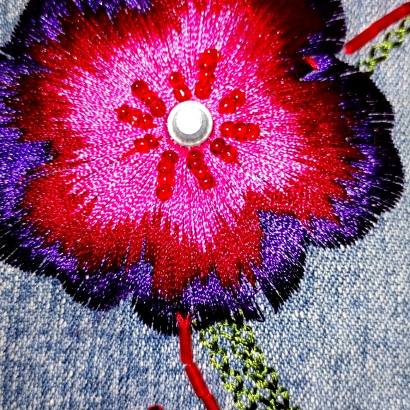 JORDACHE JEANS Flare Pink Purple Green Embroidery Vintage Vibes Barbiecore - Picture 5 of 16